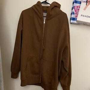 Brown Christy Zipped Hoodie
